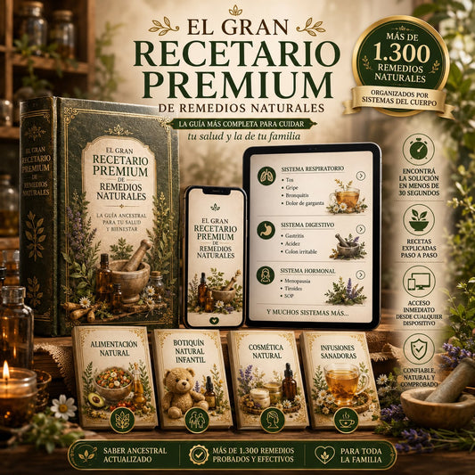 🌿 EL GRAN RECETARIO PREMIUM DE REMEDIOS NATURALES 🌿✨ El sistema más completo para encontrar la solución natural indicada para cada necesidad.